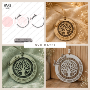 SVG Laserdatei Kranz Familie Baum Stammbaum panele mehrlagig personalisierbar Türkranz Türdeko Geschenkidee SVG Datei