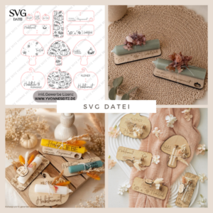 SVG Laser Herbst Datei 10 Designs Halter für Kerzen, Gutscheine oder Geldgeschenke Mitbringsel Laserdatei SVG Datei kerzen Hygge skandi