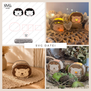 SVG Laser Herbst Datei Mini Igel für Lichtkugeln Ballonlicht inkl Anhänger LED Licht Boho Skandi Geschenkidee Laserdatei SVG Datei
