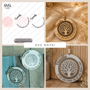 SVG Laserdatei Kranz Familie Baum Stammbaum panele mehrlagig personalisierbar Türkranz Türdeko Geschenkidee SVG Datei