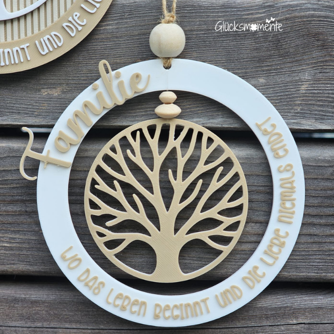 STL 3D Druck Datei Kränze 4 Designs personalisierbar Familie mit Baum Stammbaum 3D-Datei 3D-Druck Vorlage Kranz Türkranz – Bild 5