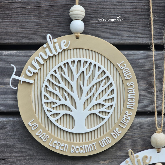 STL 3D Druck Datei Kränze 4 Designs personalisierbar Familie mit Baum Stammbaum 3D-Datei 3D-Druck Vorlage Kranz Türkranz – Bild 7