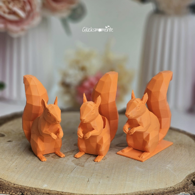 STL 3D Druck Datei 3er Set Herbst Eichhörnchen skalierbar für Blumen Geldgeschenke Gutscheine Deko Herbstliebe 3D-Datei 3D-Druck Vorlage – Bild 3