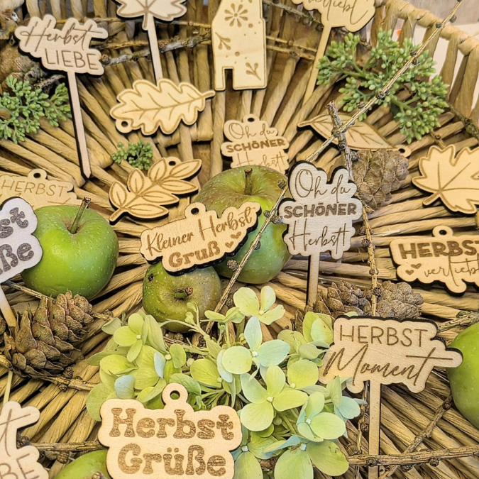 SVG Laser Herbst Stecker und Anhänger für Gestecke Trockenblumen Muffins und Geschenke Mitbringsel Laserdatei SVG Datei Hygge Skandi – Bild 3