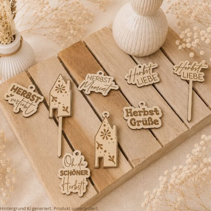 SVG Laser Herbst Stecker und Anhänger für Gestecke Trockenblumen Muffins und Geschenke Mitbringsel Laserdatei SVG Datei Hygge Skandi – Bild 9