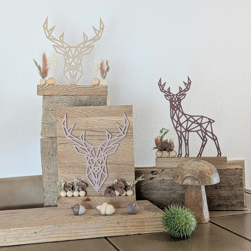 STL 3D Druck Datei Hirsch in 2 Designs Klötzchendatei oder Wanddeko Herbst Winter Weihnachten 3D-Druck Datei graphisch Reh – Bild 13