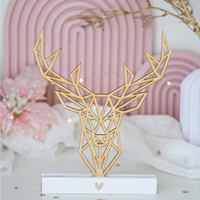 SVG Laser Datei Hirsch Reh für Klötzchen oder als Wanddeko Herbst Winter Weihnachten Laserdatei SVG Datei Lineart Skandi Reh – Bild 12