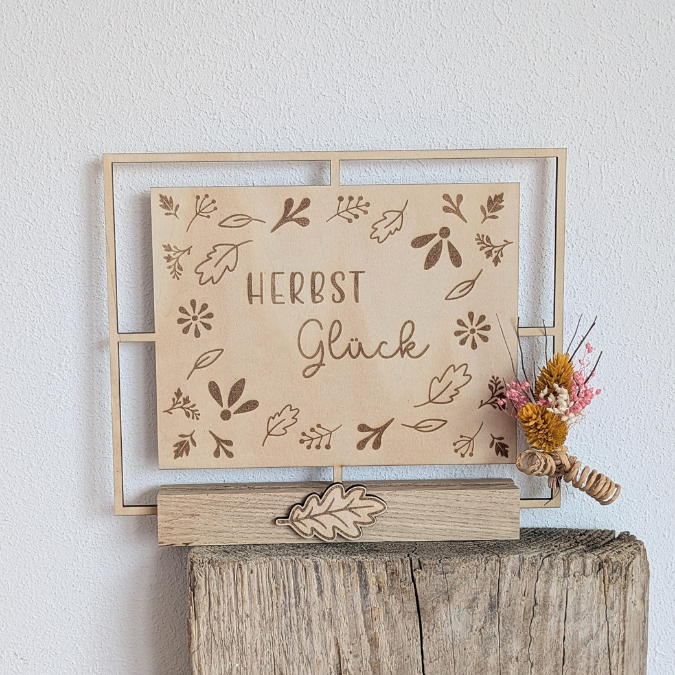 SVG Laser Herbst Datei 4 designs Klötzchenrahmen inkl Dekoblätter zum aufkleben Laserdatei SVG Datei Easysticks Hygge skandi – Bild 15