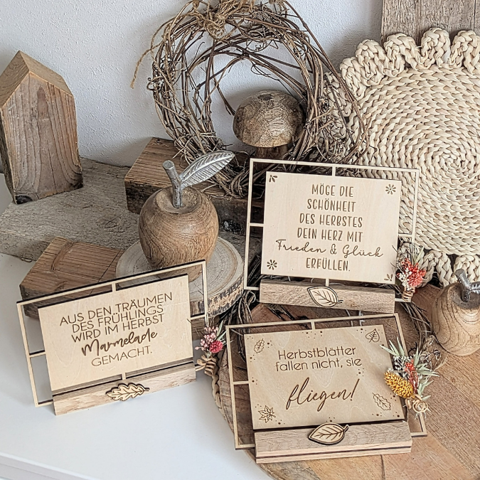 SVG Laser Herbst Datei 4 designs Klötzchenrahmen inkl Dekoblätter zum aufkleben Laserdatei SVG Datei Easysticks Hygge skandi – Bild 8