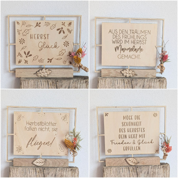 SVG Laser Herbst Datei 4 designs Klötzchenrahmen inkl Dekoblätter zum aufkleben Laserdatei SVG Datei Easysticks Hygge skandi – Bild 3