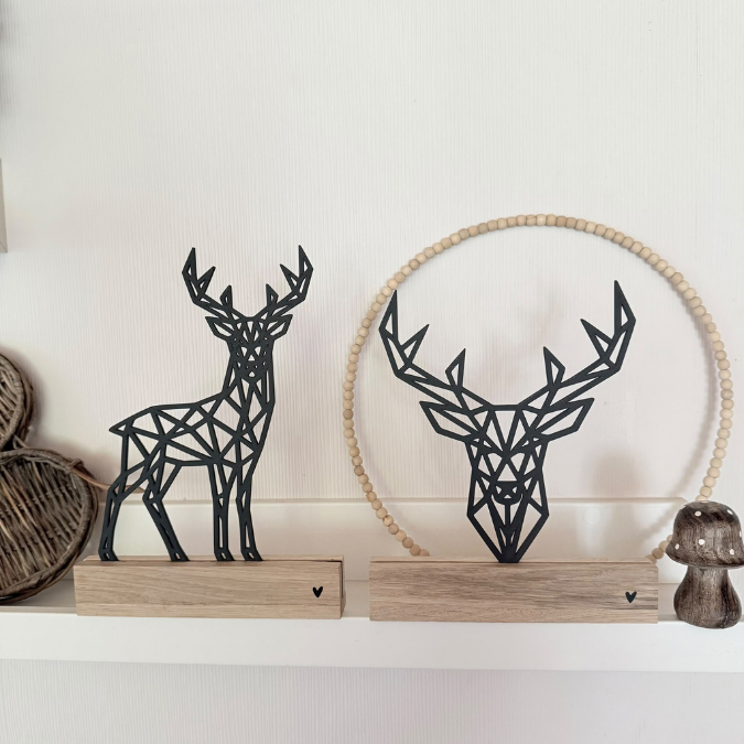 STL 3D Druck Datei Hirsch in 2 Designs Klötzchendatei oder Wanddeko Herbst Winter Weihnachten 3D-Druck Datei graphisch Reh – Bild 3