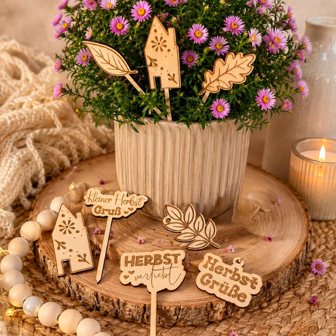 SVG Laser Herbst Stecker und Anhänger für Gestecke Trockenblumen Muffins und Geschenke Mitbringsel Laserdatei SVG Datei Hygge Skandi – Bild 5