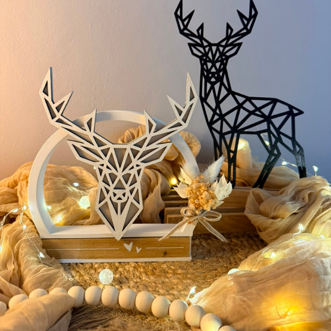 SVG Laser Datei Hirsch Reh für Klötzchen oder als Wanddeko Herbst Winter Weihnachten Laserdatei SVG Datei Lineart Skandi Reh – Bild 5
