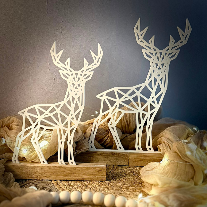 STL 3D Druck Datei Hirsch in 2 Designs Klötzchendatei oder Wanddeko Herbst Winter Weihnachten 3D-Druck Datei graphisch Reh – Bild 3