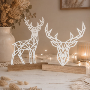 STL 3D Druck Datei Hirsch in 2 Designs Kl&ouml;tzchendatei oder Wanddeko Herbst Winter Weihnachten 3D-Druck Datei graphisch Reh