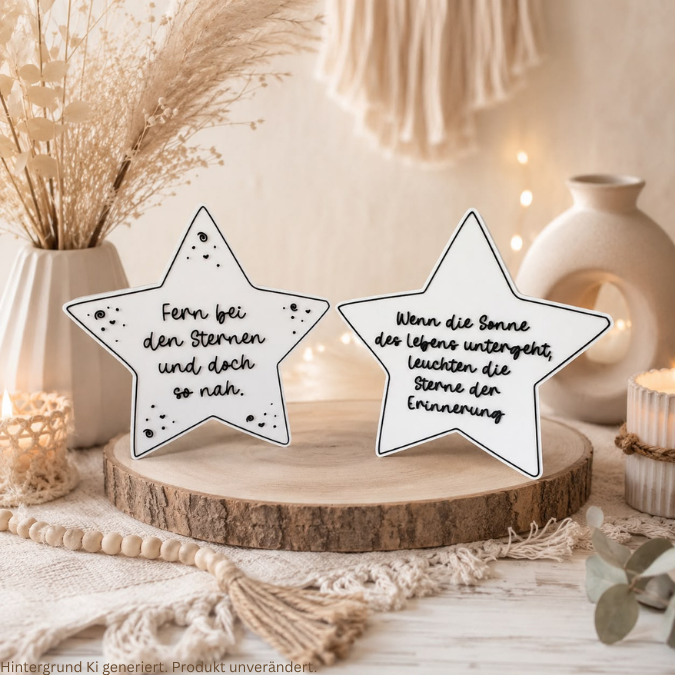 STL 3D Druck Datei Trauer Stern 2 Designs zum personalisieren Solarlicht oder Lichterkette 3D-Datei zum stellen oder stecken 6/8/10mm Stäbe – Bild 13