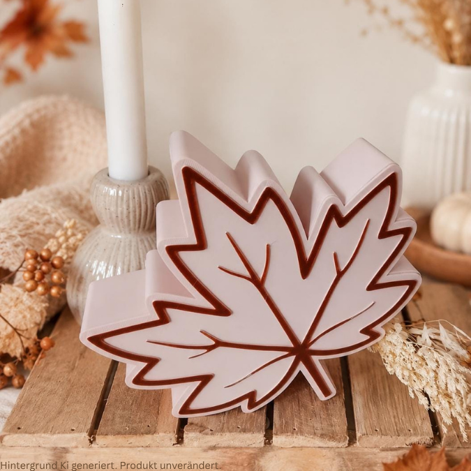 STL 3D Druck Datei Herbst Herbstblatt für 80mm Solalichter od Lichterkette Gartenstecker für 6mm & 8mm Stäbe Pflanzen Outdoor Beetstecker – Bild 9