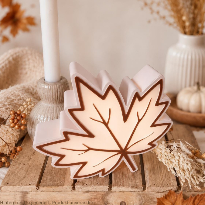 STL 3D Druck Datei Herbst Herbstblatt für 80mm Solalichter od Lichterkette Gartenstecker für 6mm & 8mm Stäbe Pflanzen Outdoor Beetstecker – Bild 6