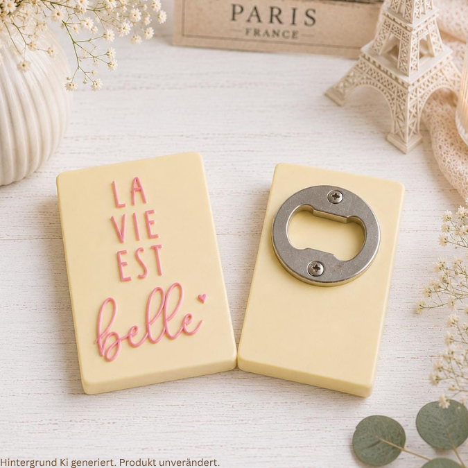 STL 3D Druck Datei 6 Designs Flaschenöffner Französisch La vie est belle Cest la vie Geschenkidee Mitbringsel zum einschrauben 3D-Druck Date – Bild 2