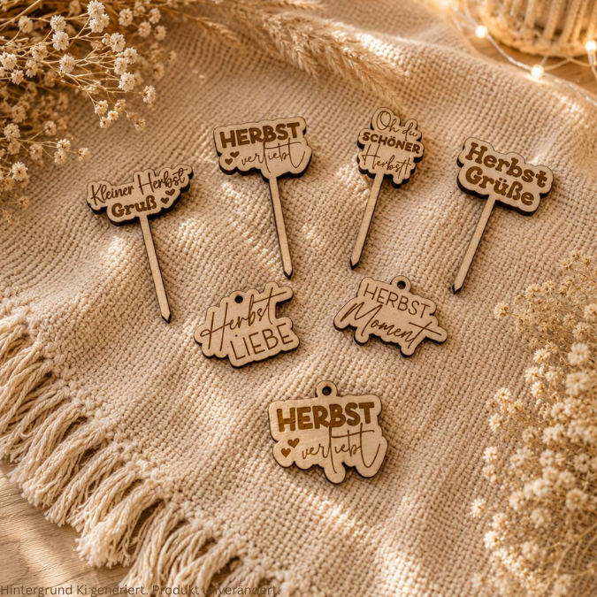 SVG Laser Herbst Stecker und Anhänger für Gestecke Trockenblumen Muffins und Geschenke Mitbringsel Laserdatei SVG Datei Hygge Skandi – Bild 8