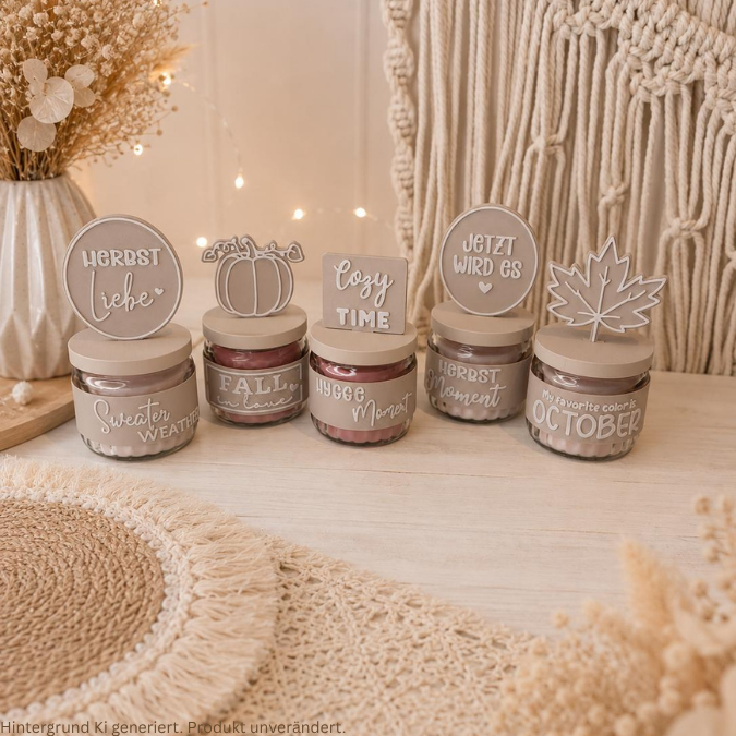 STL 3D Druck Datei Herbst XXl Set Kerzenglas Banderolen Deckel und Stecker Hök Gök 3D-Druck Datei Herbstliebe Mitbringsel Geldgeschenk Hygge – Bild 7
