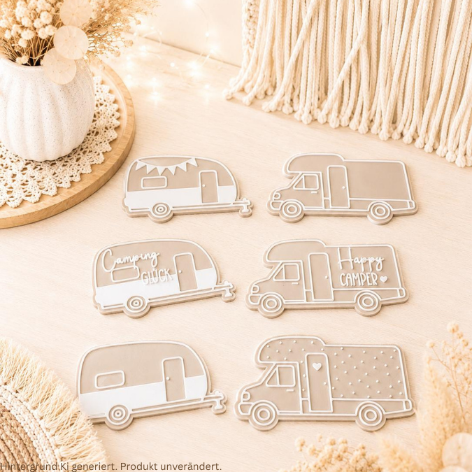 STL 3D Druck Datei 6 Designs inkl Blanko zum personalisieren Magnet Camping für 2 Magnete zum einkleben bis 8mm Durchmesser 3D-Druck Datei – Bild 5