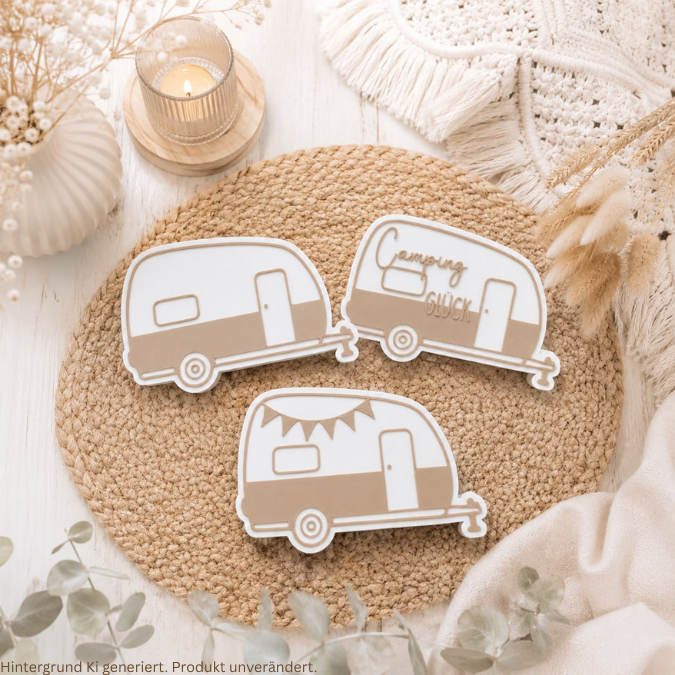 STL 3D Druck Datei 6 Designs inkl Blanko zum personalisieren Magnet Camping für 2 Magnete zum einkleben bis 8mm Durchmesser 3D-Druck Datei – Bild 3