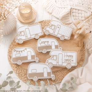 STL 3D Druck Datei 6 Designs inkl Blanko zum personalisieren Magnet Camping f&uuml;r 2 Magnete zum einkleben bis 8mm Durchmesser 3D-Druck Datei