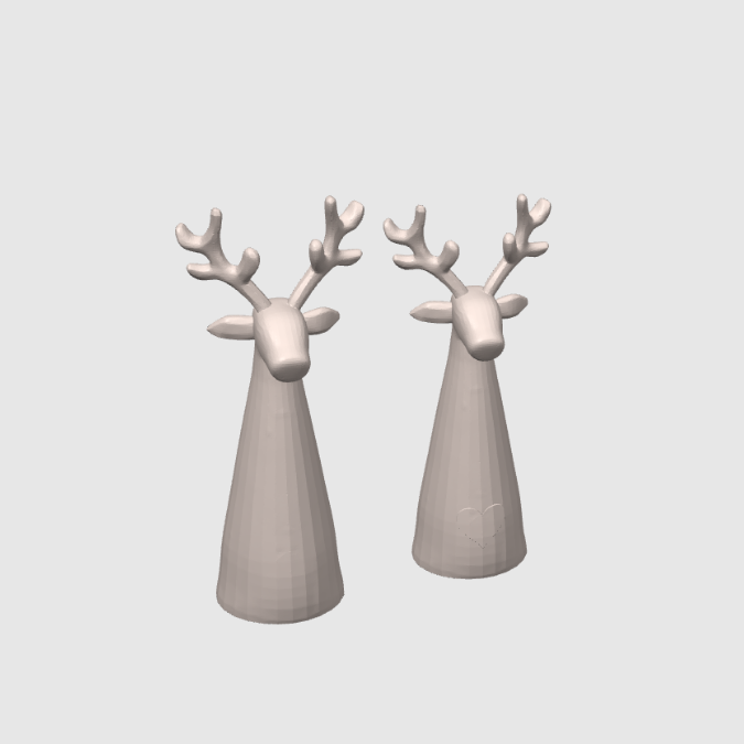 STL 3D Druck Datei 2er Set Herbst Winter Rentier Hirsch mit Herz skalierbar Deko Herbstliebe 3D-Datei 3D-Druck Vorlage – Bild 2
