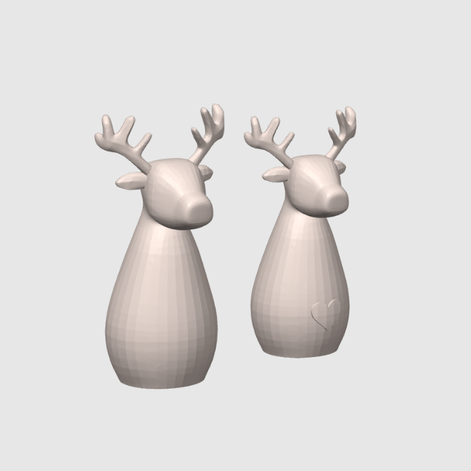 STL 3D Druck Datei 2er Set Herbst Winter Rentier 2.0 Hirsch mit Herz skalierbar Deko Herbstliebe 3D-Datei 3D-Druck Vorlage – Bild 2