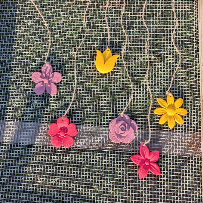 STL 3D Druck Datei 6 Designs Skandi Blumen Anhänger Geschenkanhänger Dekoanhänger Sommerblumen Blüten 3D-Datei 3D-Druck Vorlage Boho – Bild 4