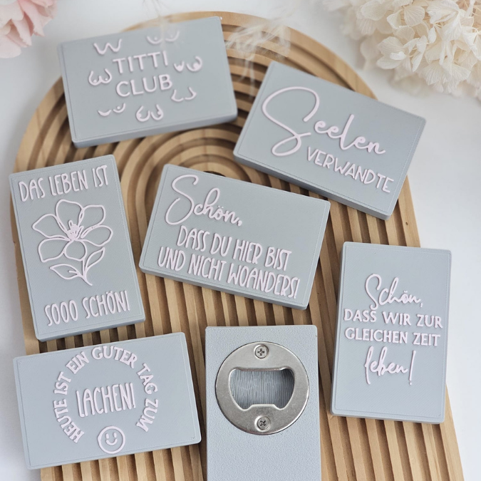STL 3D Druck Datei 6 Designs Flaschenöffner Freundin positive quotes Geschenkidee Mitbringsel zum einschrauben 3D-Druck Datei