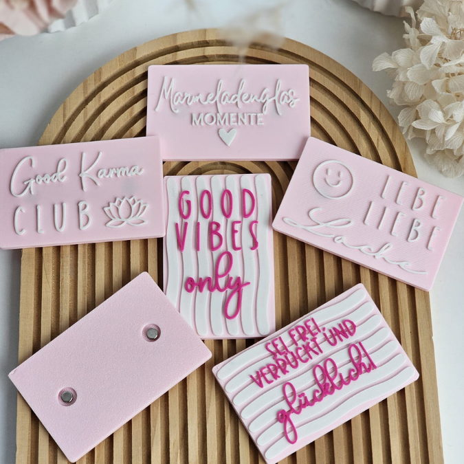 STL 3D Druck Datei 6 Designs Magnet Good Vibes positive Botschaften Geschenkidee für 2 Magnete zum einkleben bis 8mm Durchmesser 3D-Druck – Bild 4