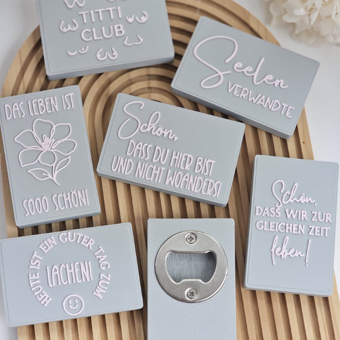 STL 3D Druck Datei 6 Designs Flaschenöffner Freundin positive quotes Geschenkidee Mitbringsel zum einschrauben 3D-Druck Datei – Bild 8