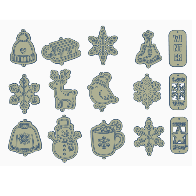 STL 3D Druck Datei 15 Designs Sonnenfänger Geschenkanhänger Winter Weihnachten 3D-Druck Skandi Deko Kawaii Boho cute – Bild 2
