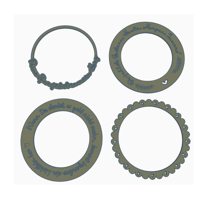 STL 3D Druck Datei 4 Designs Trauer Kranz Kerzenteller Kränze Anteilnahme Mutmacher Einleger für Dekoteller 3D-Datei 3D-Druck Vorlage – Bild 2