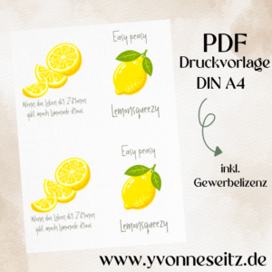 Postkarten Druckvorlage 2 Designs Lemons Positiv Limonade Gute Laune PDF Karte Geschenkkarte Printable Postkarte Skandi Aquarell