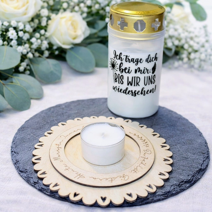 SVG Laserdatei Trauer 4 designs Kerzenteller Kränze Stenenkinder Erinnerung Anteilnahme Beerdigung SVG Datei – Bild 3