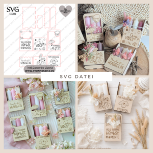 SVG Laser Herbst Datei Kerzenbox Mitbringsel für 3 kleine Stabkerzen oder Kleinigkeiten 3mm 4mm Laserdatei SVG Datei Kerzen Hygge skandi