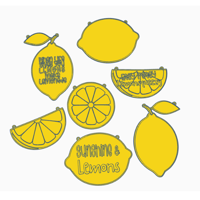 STL 3D Druck Datei Girlande 7 Designs Lemons Zitronen Deko Gebirtstag easy peasy personalisierbar Deko 3D Druck Datei Taufe Geburtstag – Bild 3