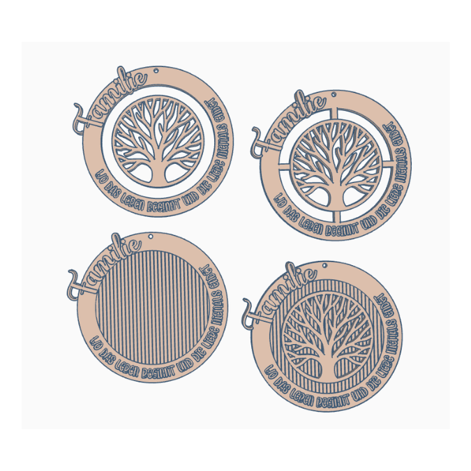 STL 3D Druck Datei Kränze 4 Designs personalisierbar Familie mit Baum Stammbaum 3D-Datei 3D-Druck Vorlage Kranz Türkranz – Bild 2