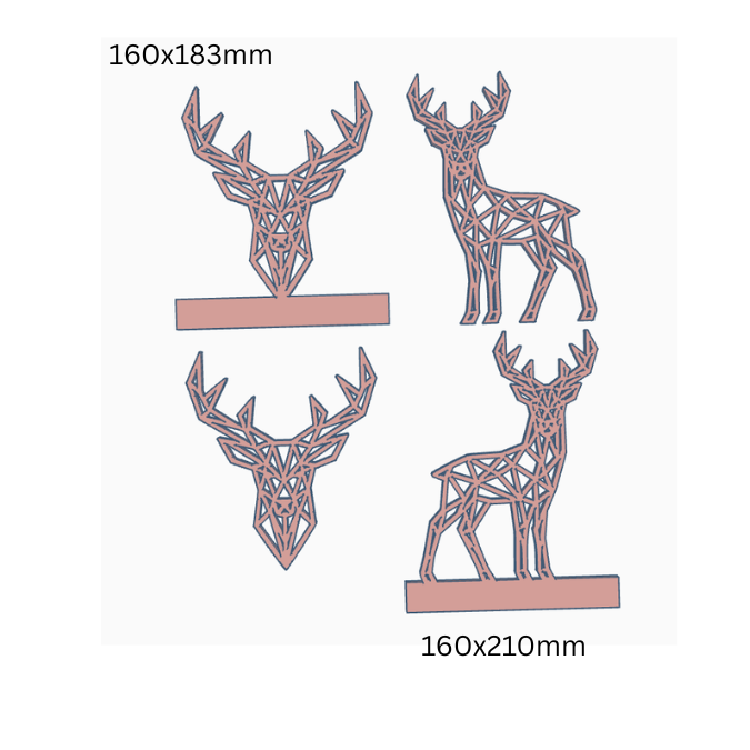 STL 3D Druck Datei Hirsch in 2 Designs Klötzchendatei oder Wanddeko Herbst Winter Weihnachten 3D-Druck Datei graphisch Reh – Bild 2