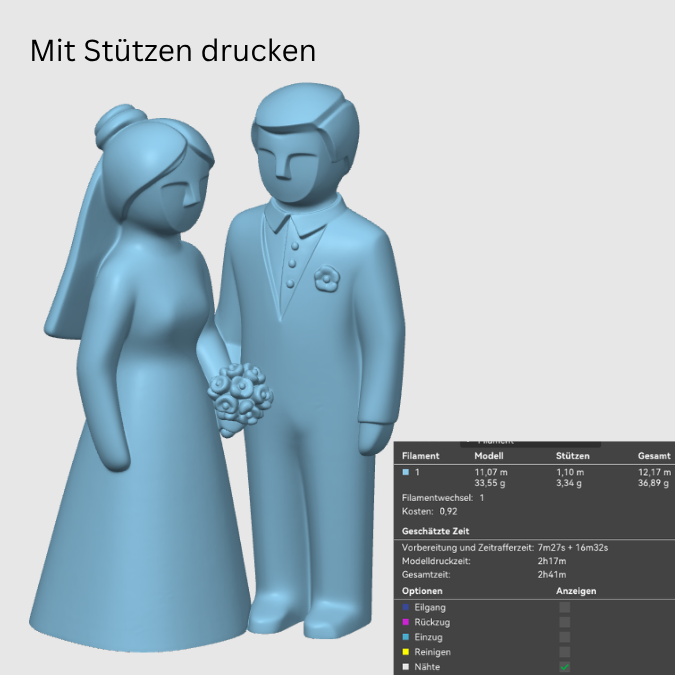 STL 3D Druck Datei Brautpaar minimalsitisch Hochzeit Hochzeitsgeschenk Deko 3D-Datei 3D-Druck Vorlage Geschenkidee Ehe Braut Bräutigam – Bild 2