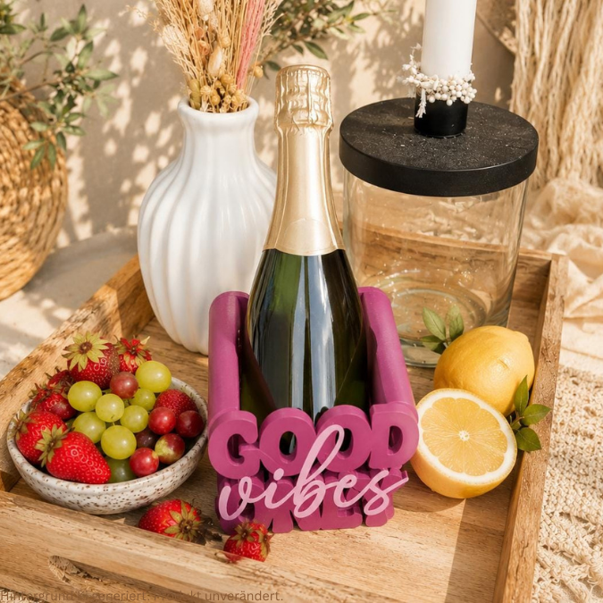 STL 3D Druck Datei 2er Set Halter für kleine Flaschen oder Geschenke Good vibes only Mitbringsel Sommer Cocktail 3D-Druck Datei mit Deckel zum kleben – Bild 4