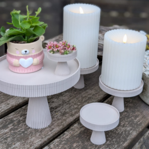 STL 3D Druck Datei Dekoteller mit Ständer 3erKuchenteller Kerzenteller Shabby Boho Interior Deko Skandi 3D-Druck Datei