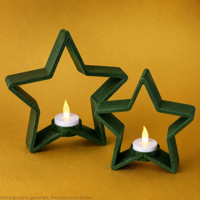 STL 3D Druck Datei 2er Set Sterne Stern LED-Teelichthalter Deko Weihnachtsdeko 3D-Datei 3D-Druck Vorlage Weihnachten Winter Advent – Bild 6