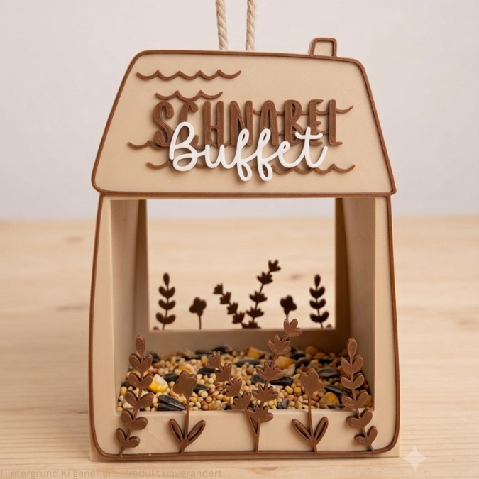 STL 3D Druck Datei Vogelfutterhaus Vögel Schnabel Bar Buffet zum hängen oder stellen Fronten zum zum kleben Garten Outdoor Vogelhaus – Bild 6