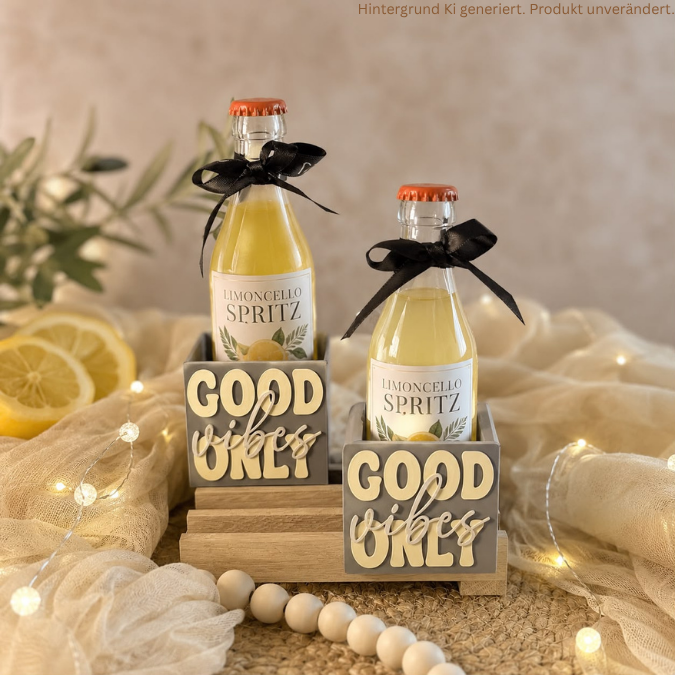 STL 3D Druck Datei 2er Set Halter für kleine Flaschen oder Geschenke Good vibes only Mitbringsel Sommer Cocktail 3D-Druck Datei mit Deckel zum kleben – Bild 5