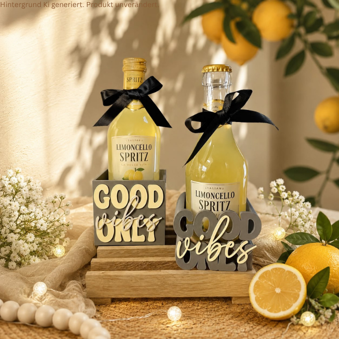 STL 3D Druck Datei 2er Set Halter für kleine Flaschen oder Geschenke Good vibes only Mitbringsel Sommer Cocktail 3D-Druck Datei mit Deckel zum kleben – Bild 3