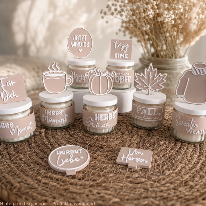 STL 3D Druck Datei Herbst XXl Set Kerzenglas Banderolen Deckel und Stecker Hök Gök 3D-Druck Datei Herbstliebe Mitbringsel Geldgeschenk Hygge – Bild 5